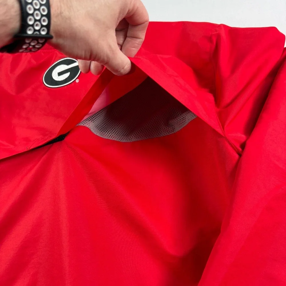 Georgia‎ Bulldogs Jacket Mens Large Red Windbreaker Pullover Embroidered NCAA